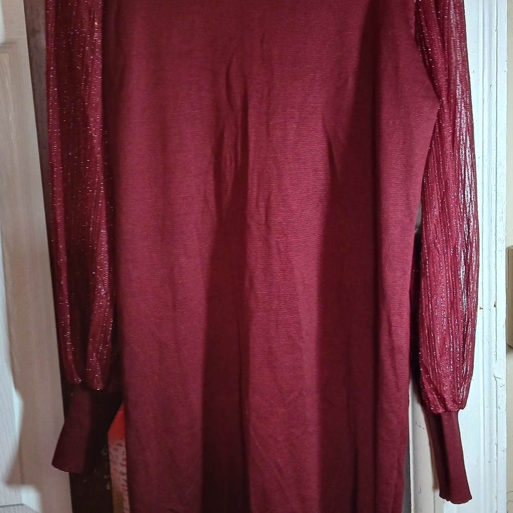 Elegant Burgundy Long Sleeve Sweater Dress